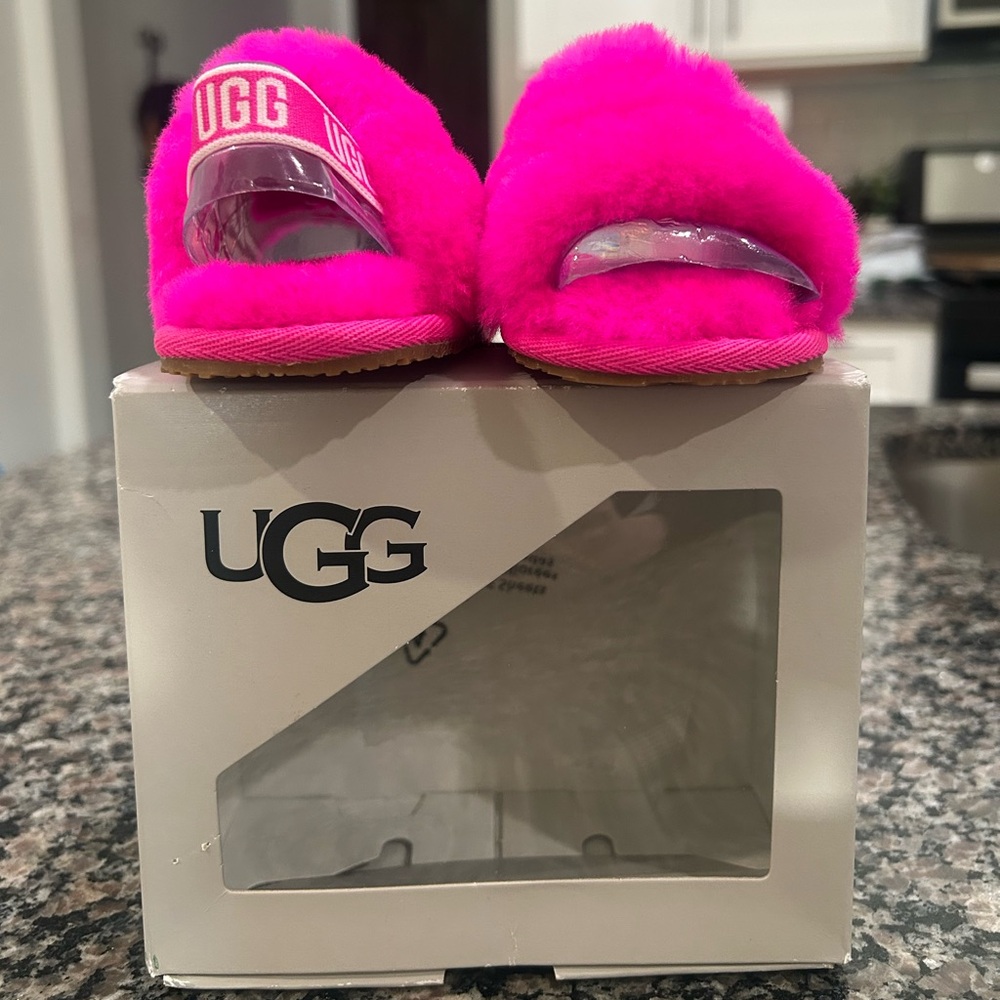 Pink UGG Baby Girls Fluff Slide Slipper